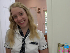 Hot schoolgirl Kallie Taylor wants to get her hairy pussy smashed