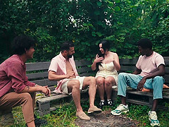 HARDWERK: Spring Gangbang in the Garden: Wild OutdoorHairy Pussy Raw Fucking -2