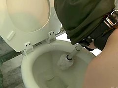 Two nerdy whores get humiliated in a public bathroom