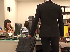 Hot Japanese with Big Boobs Pleasing Her Boss's Cock in the Office