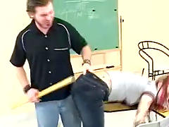 Sexy redhead teen's spanked by her teacher in class