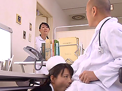 Mature nurse Eriko Miura is giving a blowjob
