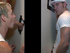 Attractive tattooed gay awarding his gentleman with stunning blowjob