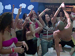 Gorgeous Girl Enjoying A Hardcore Interracial Gangbang In A Nightclub