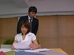 Cute Japanese Secretary Gets Jizzed on in the Office