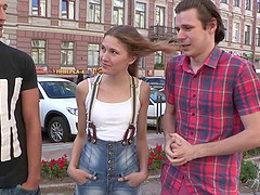 Affectionate Russian dame moaning while being feasted hardcore in reality shoot