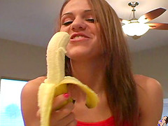 Her hot imaginations with banana as penis