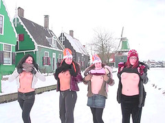 Euro teens get filmed while practicing winter sports in the nude