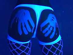 Britney Spring cock teasing under a fluorescent light