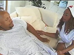 Ebony nurse gives her patient anal sex to make him healthy again