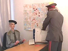 Military officers fucks his sexy secretary on her desk