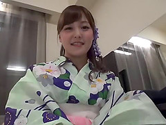 POV hardcore with a cute Asian girl in a sexy kimono