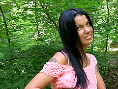 Sofia's pussy is quite ready to be penetrated deep in the old forest