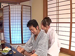 Heavenly Saki Hatsumi sucks dick in the traditional Japanese room