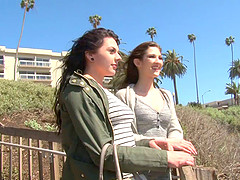 Brunette friends Megan Sage and Ellena Woods want to fuck hard
