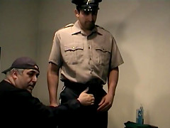 Straight boy Zack arrives dressed in his uniform