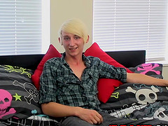 Emo twink Max Brown wanks his cock off for us on camera