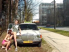 Cute teen enjoys deep anal sex on public street by her taxi driver