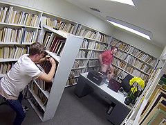 Aubrey Sinclair lets a fellow fuck her in a library