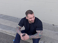 Tattooed gay guy Steven picked up on the street and pounded hardcore