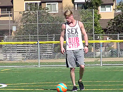 Sporty blonde teen gay dude pounded hardcore outdoors