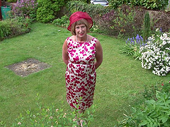 Mature granny Rosemary strips outdoors and plays with a dildo