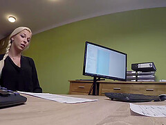 Adorable miss has spontaneous sex for cash with loan manager