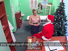 Kinky blonde amateur gets fucked by her doctor during Christmas
