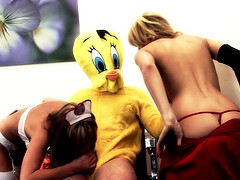 Kinky threesome with a bird dude? and Paige Ashley & Antonia Deona