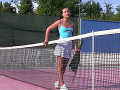 Tennis player Ana Rose got horny during the practice and masturbates