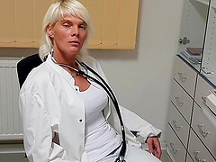 German nice female doctor seduced with creampie