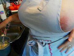 Chubby French housewife fucking in the kitchen