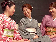 Japanese traditional kimono orgy with Maki Hojo and friends