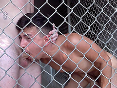 Dirty bisexual orgy with guys in cages and sexy Ammy Redhead