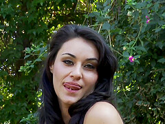 Pretty brunette Charley Chase receives cum in mouth ending