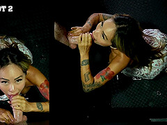 The hottest gloryhole blowjob with Linda Lan - asian tatted baddie