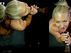 Blonde beauty Alexis Malone sucks through a gloryhole in steamy pov