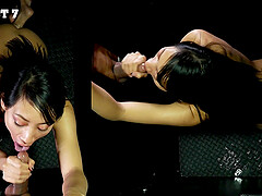 Salee Lee skillfully sucks and fucks in front of the camera for the first time.