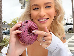 Two cute teens, Donnie Rock and Emma Rosie, are fucking outdoors in pov style