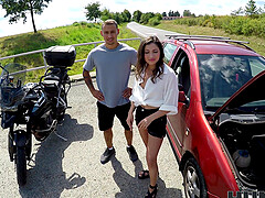 George Uhl and his wife fucked by a stunning czech brunette outdoors