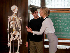 Cougar teachers parker and millie in a steamy classroom scene