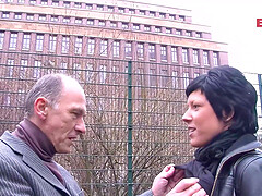 German boyfriend flirts with housewife on the street and fucks her