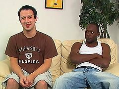 Horny homo Nick lets a black guy toy his butt before he smashes it