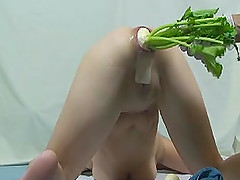 Kinky blond bitch gets her cunt fisted and stuffed with some veg