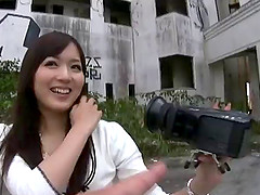Japanese chick loves drilling her pussy in public places
