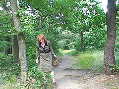 Fascinating matured granny giving big cock blowjob in the forest