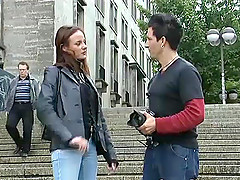 Cute german teen picked up in public for her first porn video tape