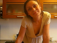 Teasing session in the kitchen with a hottie