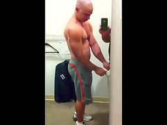 Bald muscular guy sucks cock and swallows cum.